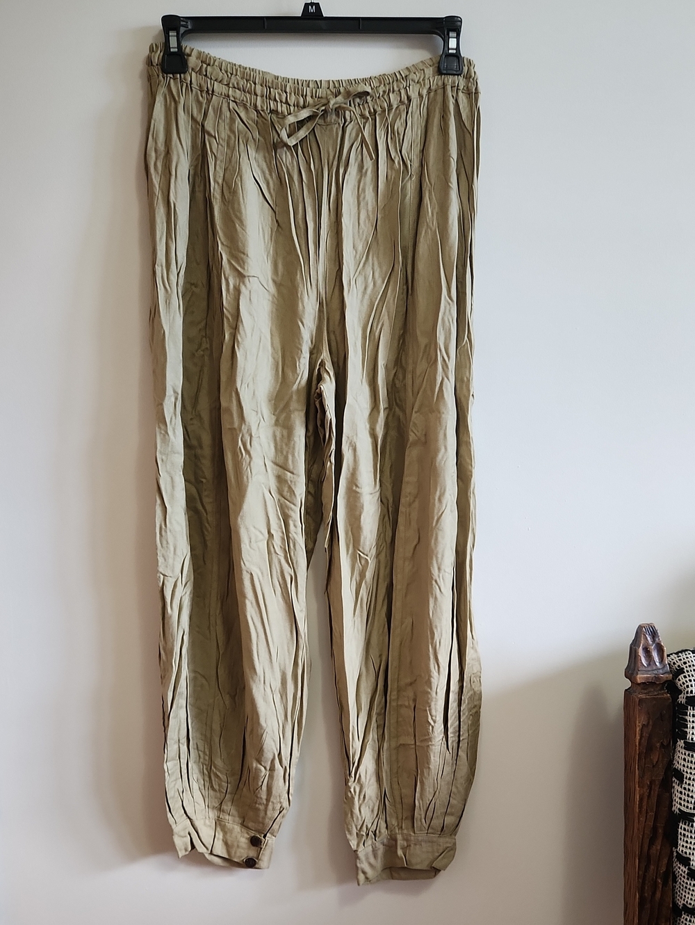 Women's Relaxed Drawstring Trousers - Tan - Bloomer Ankle